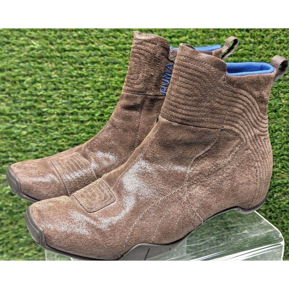 Vintage Puma Brown Leather High Top Boots Size 9